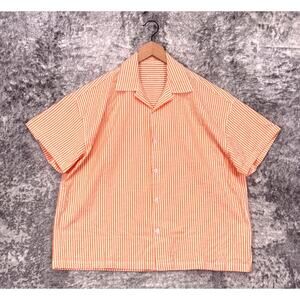 New Daily Drills Top XS / Small Womens Orange Seersucker Boxy Resort Shirt